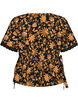 Katoenen blouse met bloemenprint en striksluiting, Oranje, Packshot image number 1