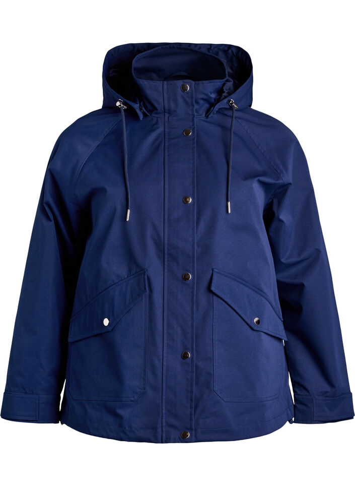 Veste courte de printemps avec capuche amovible, Bleu, Packshot image number 0