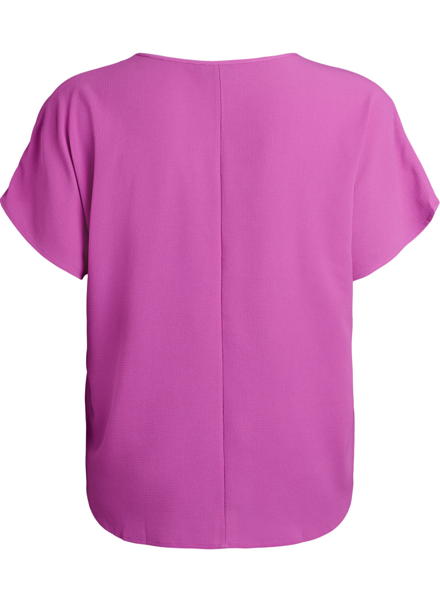 ZizziBlouse met korte mouwen en een ronde halslijn, Paars, Packshot image number 1