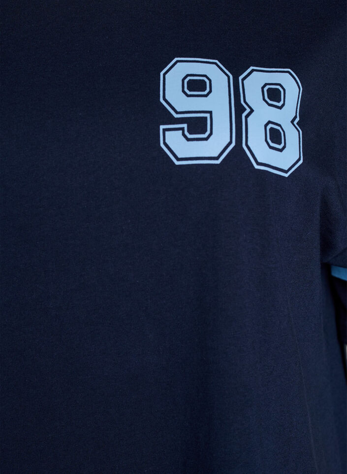 Robe T-shirt courte avec d&eacute;tails sport, Bleu, Packshot image number 2