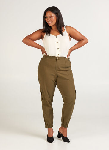 Pantalon en lin, Ivy green, Model image number 0