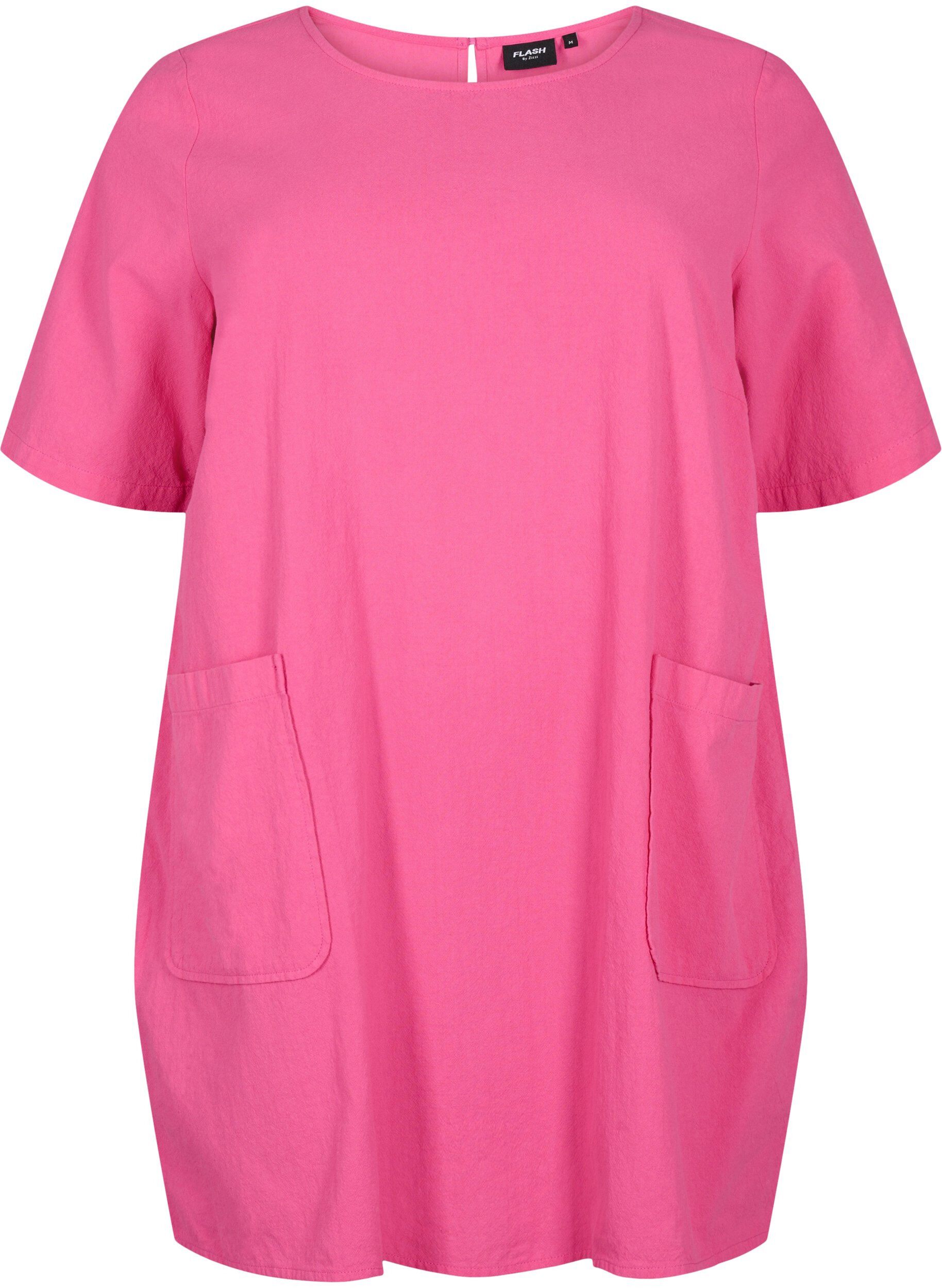 ZizziFLASH - Tuniek met korte mouwen in katoen, Raspberry Rose, Packshot image number 0