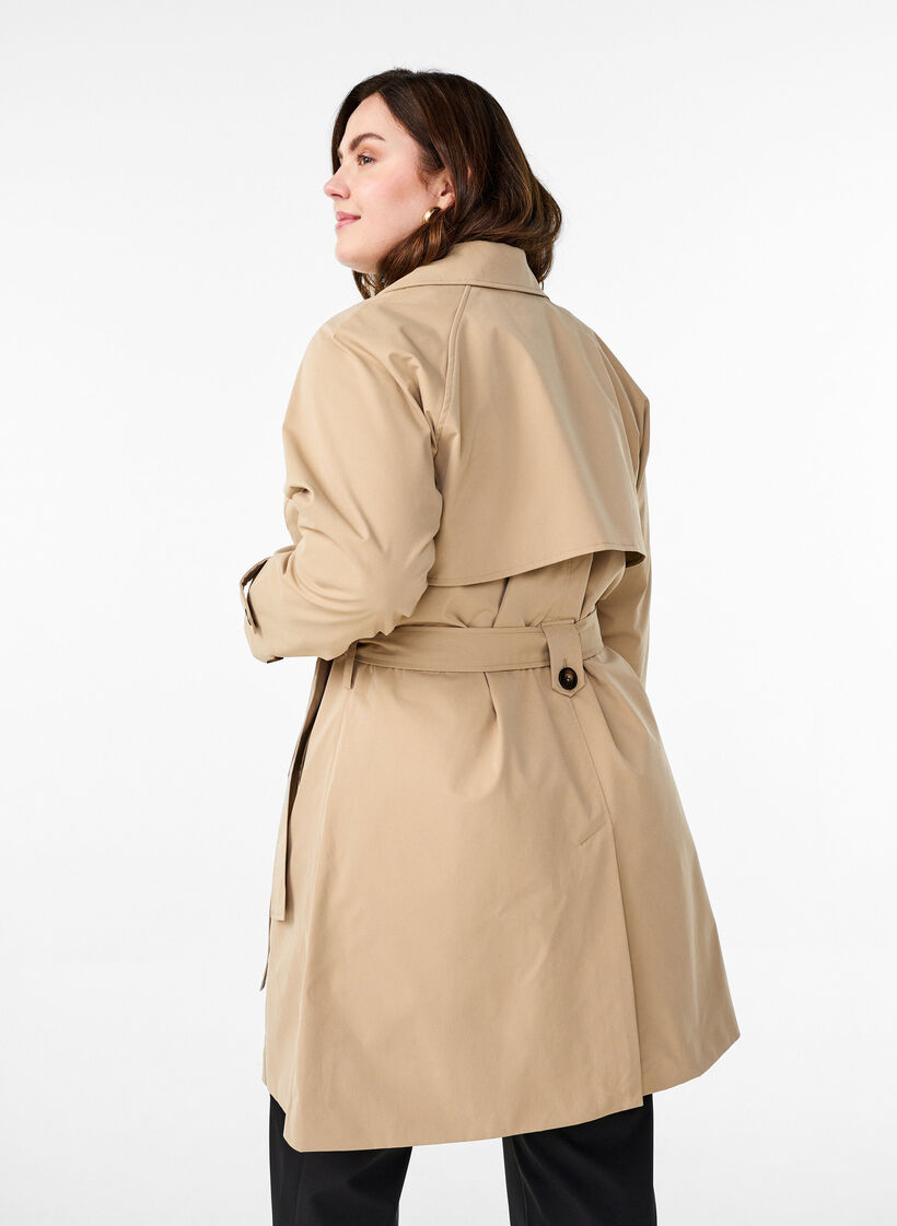 Halflange trenchcoat met ceintuur, Incense, Model image number 1