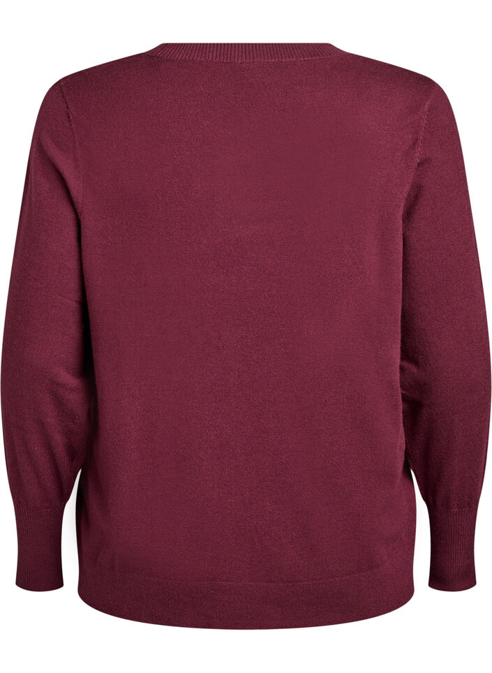 Gebreide blouse met ronde hals, Rood, Packshot image number 1