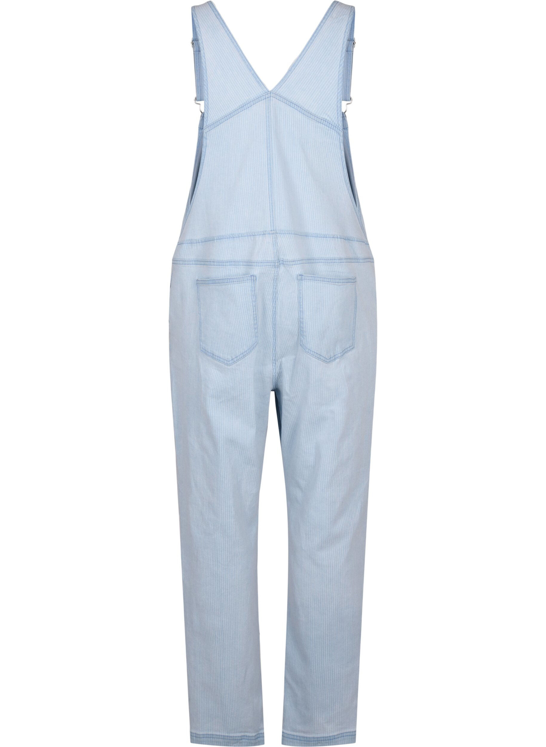 ZizziGestreepte denim overall, L. Blue Denim Stripe, Packshot image number 1