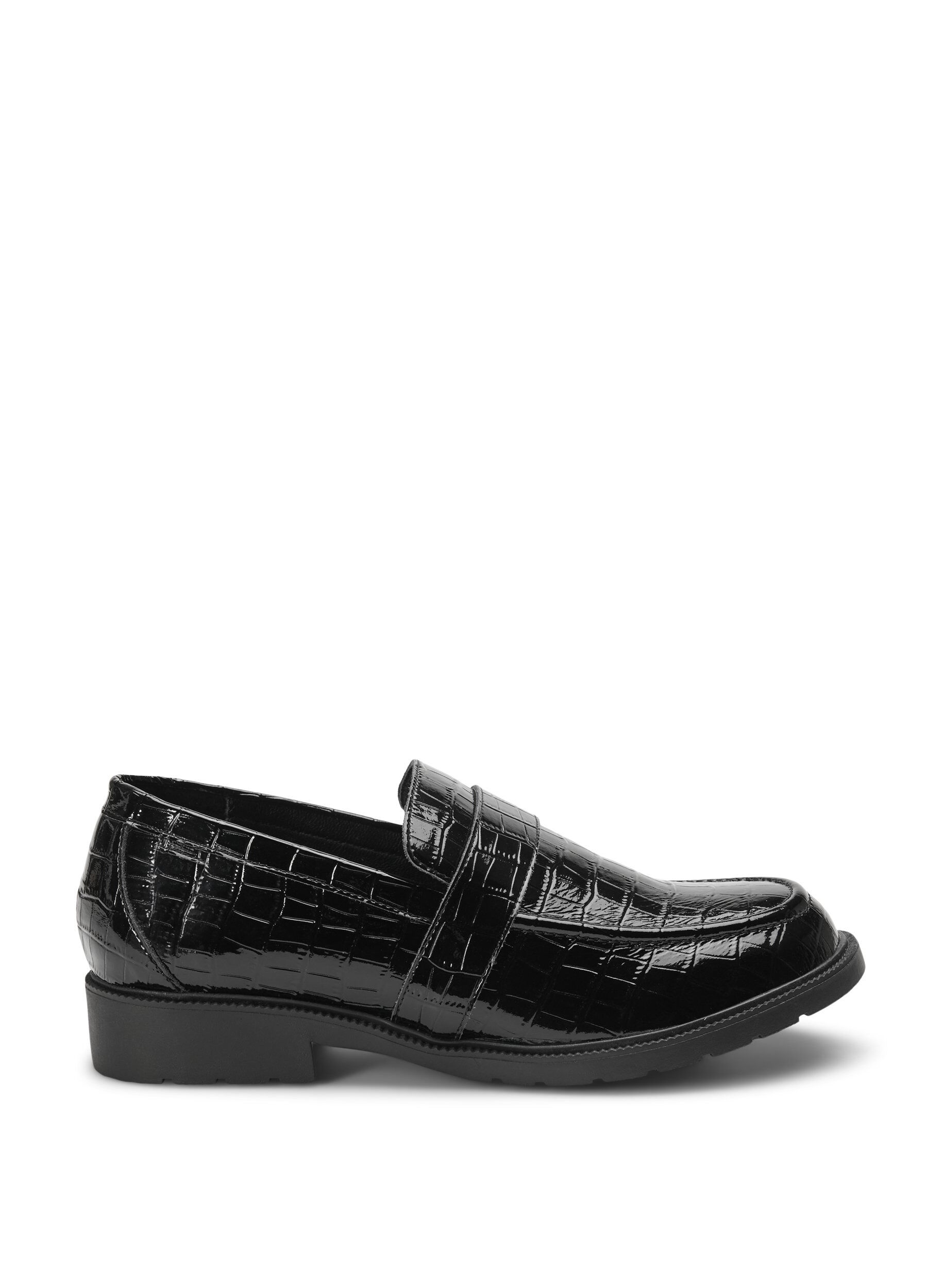 ZizziWijde croco loafers van leer, Black, Packshot image number 0
