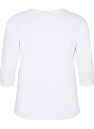 T-shirt en coton de base à manches 3/4, Bright White, Packshot image number 1