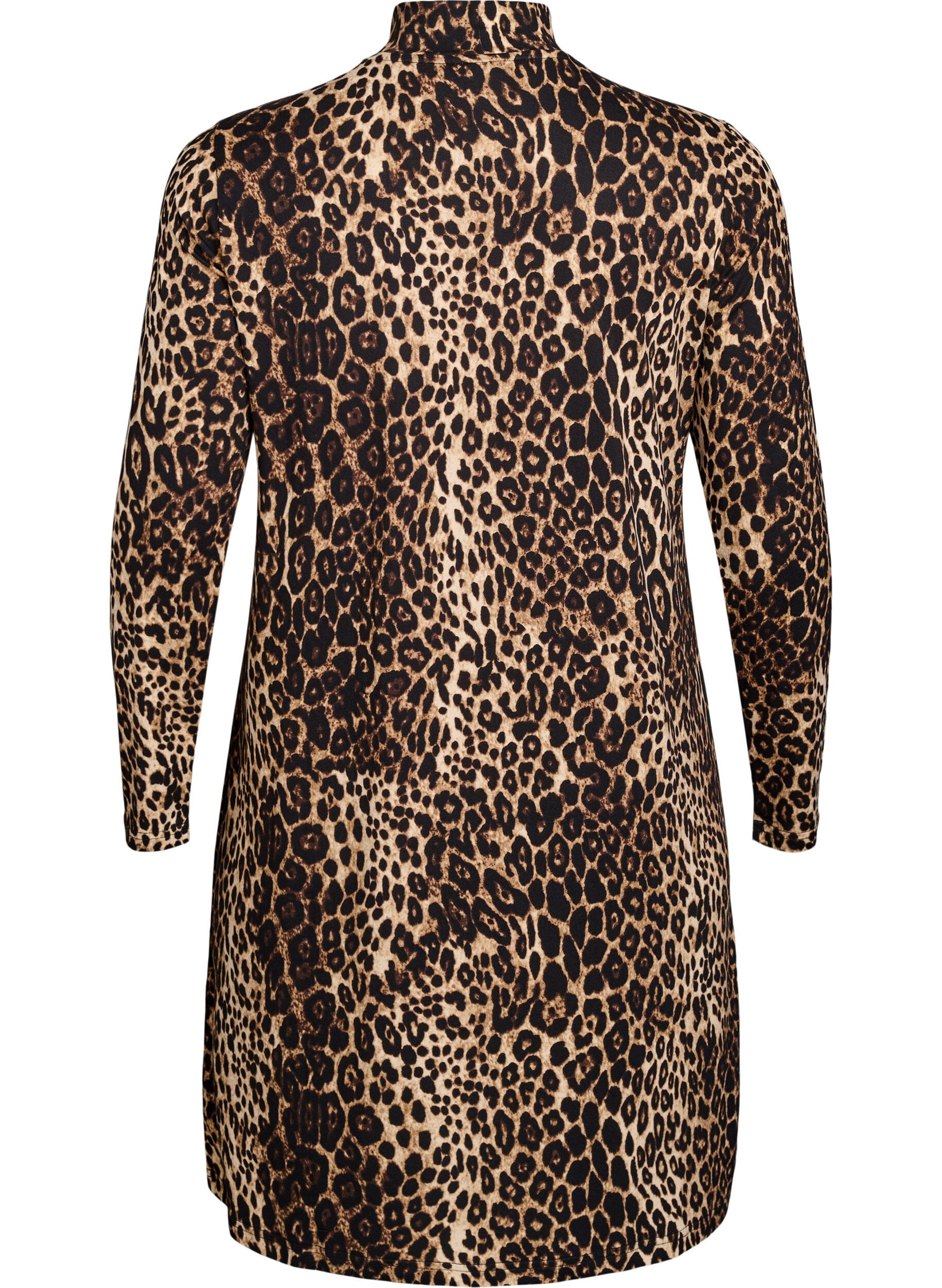 ZizziFLASH - Jurk met lange mouwen en col, Zwart, Packshot image number 1