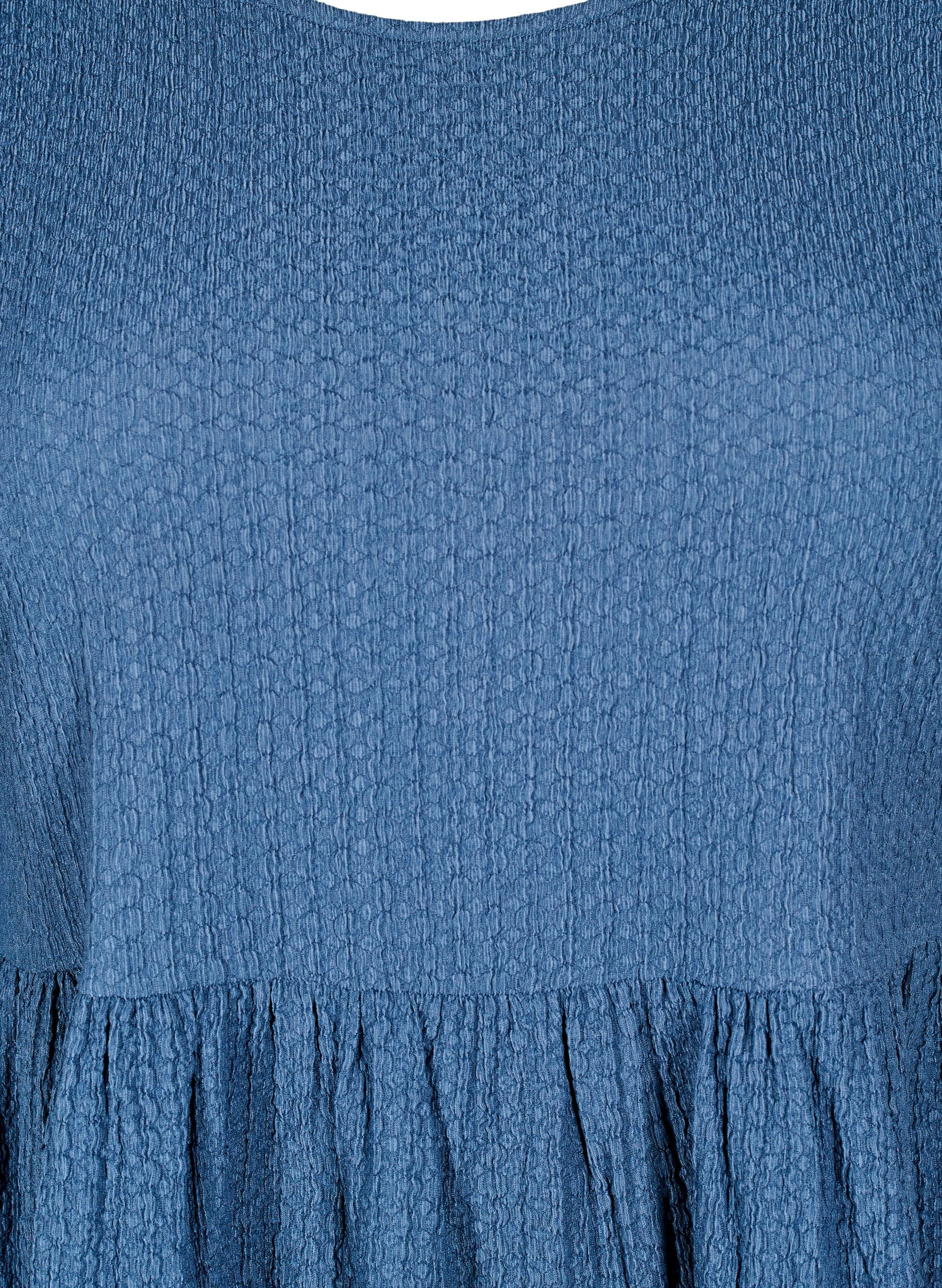 ZizziFLASH - Korte jurk met textuur en 3/4 mouwen, Sargasso Sea, Packshot image number 2