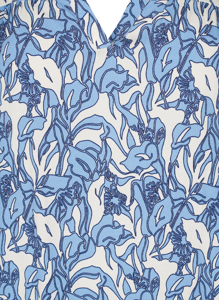 Chemisier à manches longues avec imprimé et col en V, Vanille, Packshot image number 2