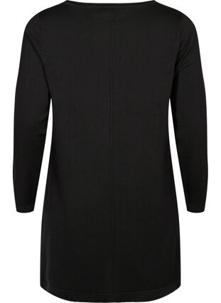 Gebreide jurk in katoen-viscose blend, Black Mel., Packshot image number 1