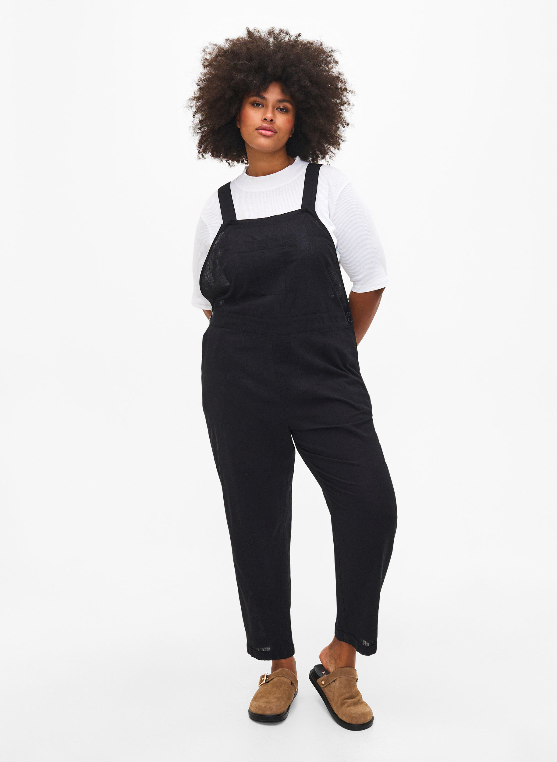 ZizziOveralls van linnenmix, Black, Model image number 0