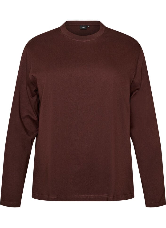 T-shirt Basic &agrave; manches longues, Marron, Packshot image number 0