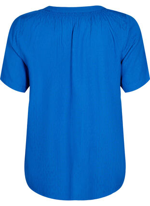 Viscose blouse met korte mouwen en v-hals, Princess Blue, Packshot image number 1