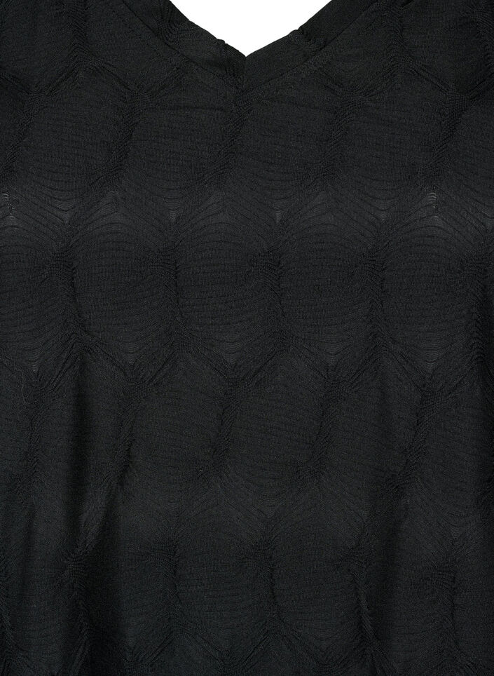 FLASH - Chemisier à manches longues structuré	, Black, Packshot image number 2