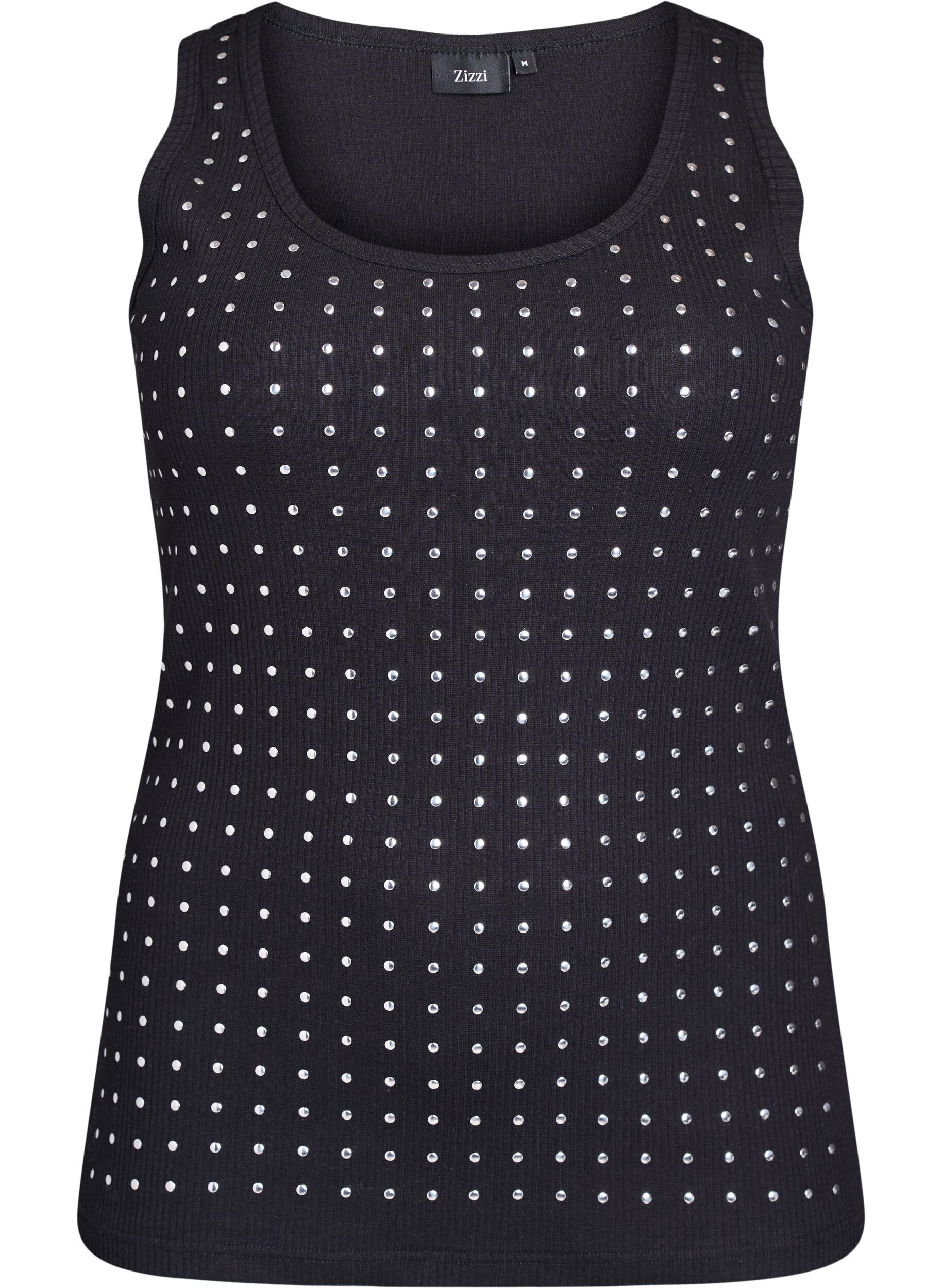 ZizziTanktop met studs, Black, Packshot image number 0
