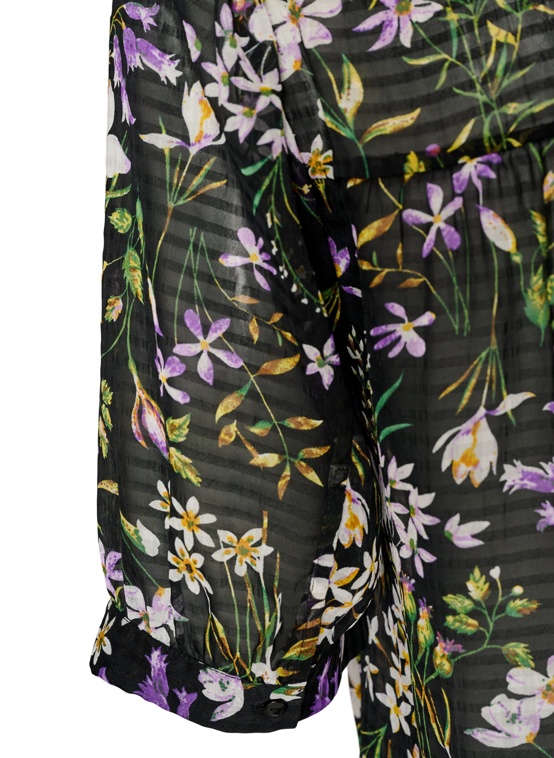 ZizziBlouse &agrave; imprim&eacute; floral et col V, Noir, Packshot image number 3
