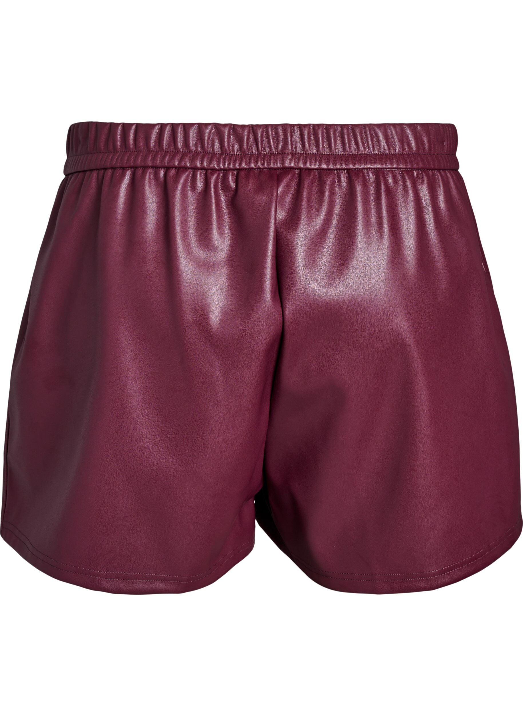 Zizzi Short ample en similicuir avec ceinture &eacute;lastique, Bordeaux fonc&eacute;, Packshot image number 1