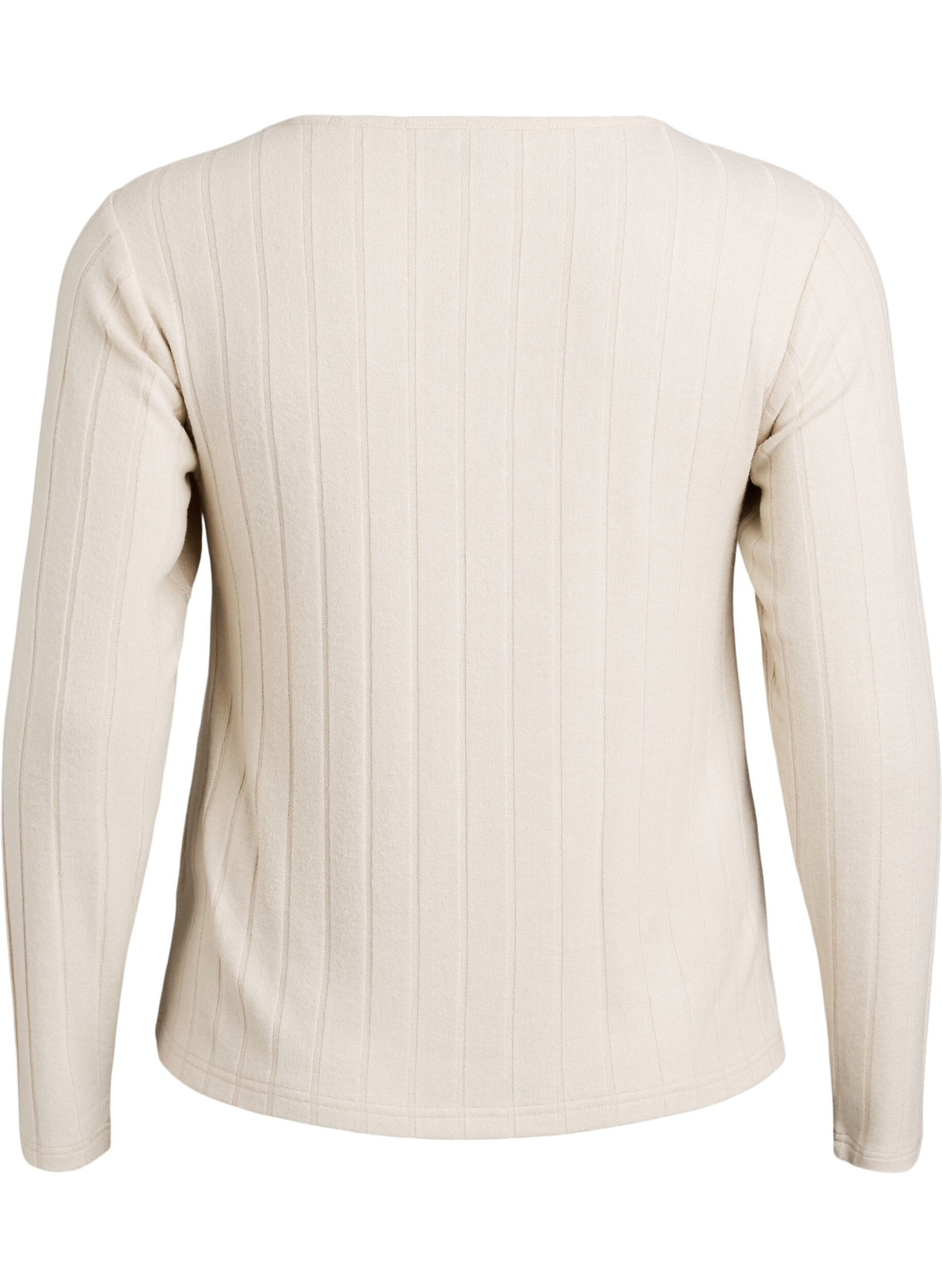 ZizziJerseyblouse met vierkante hals en geribde textuur, Beige, Packshot image number 1