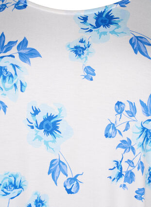 Viscose blouse met korte mouwen en bloemen, White Blue AOP, Packshot image number 2