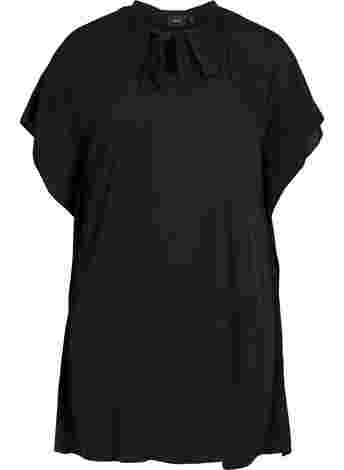 Viscose blouse met korte mouwen en strikdetail