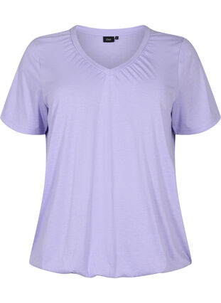 T-shirt mélangé avec bord élastiqué, Lavender Mél, Packshot image number 0