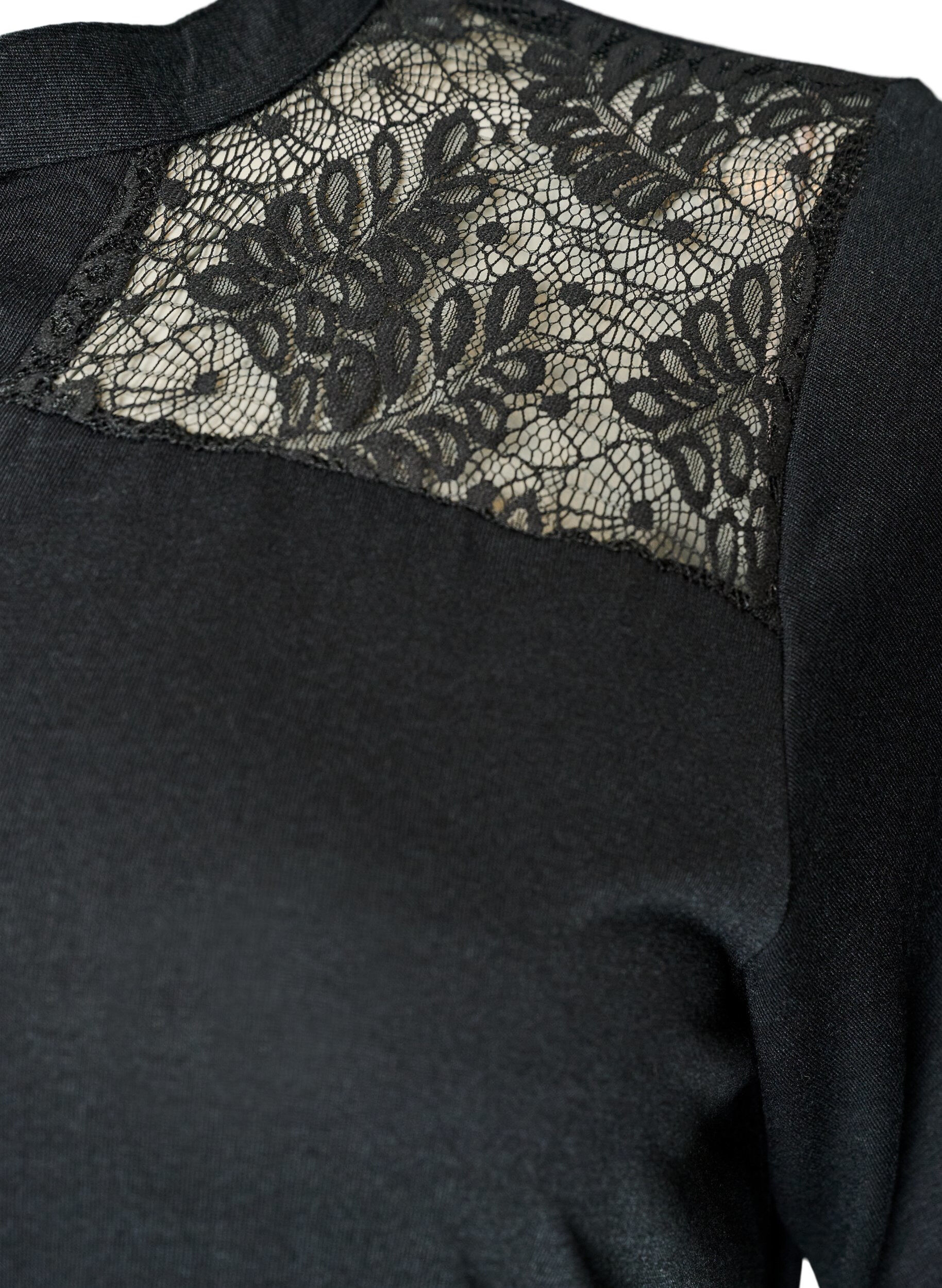 ZizziRobe en jersey avec d&eacute;tails en dentelle et jupe superpos&eacute;e, Noir, Packshot image number 3