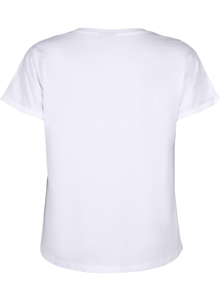 T-shirt en coton biologique avec broderie anglaise, Bright White, Packshot image number 1