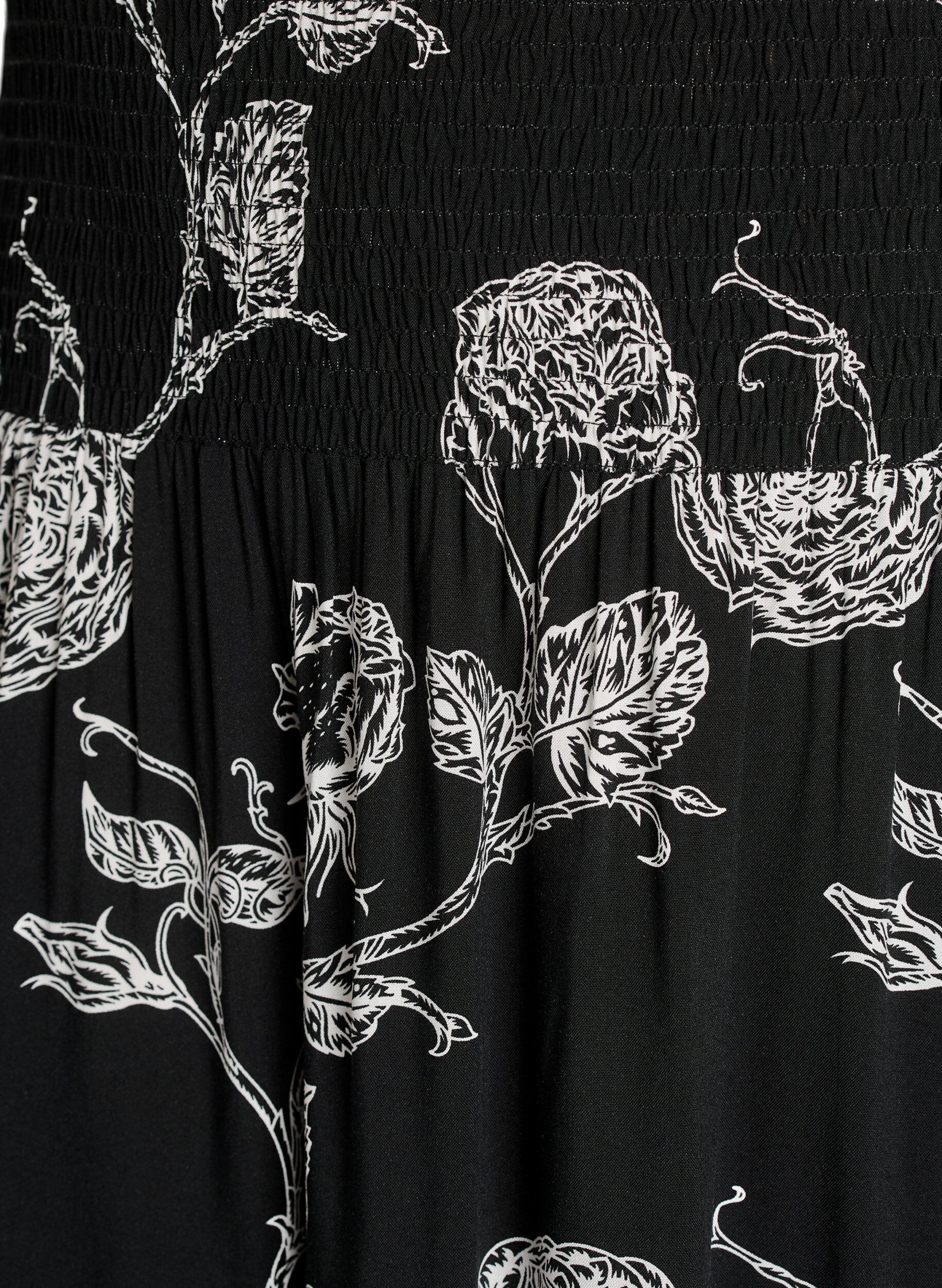 ZizziViscose maxi-rok met smock, Zwart, Packshot image number 2