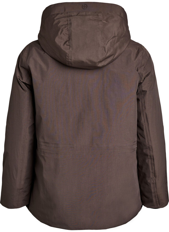 Waterdichte winterjas met afneembare capuchon, Bruin, Packshot image number 1