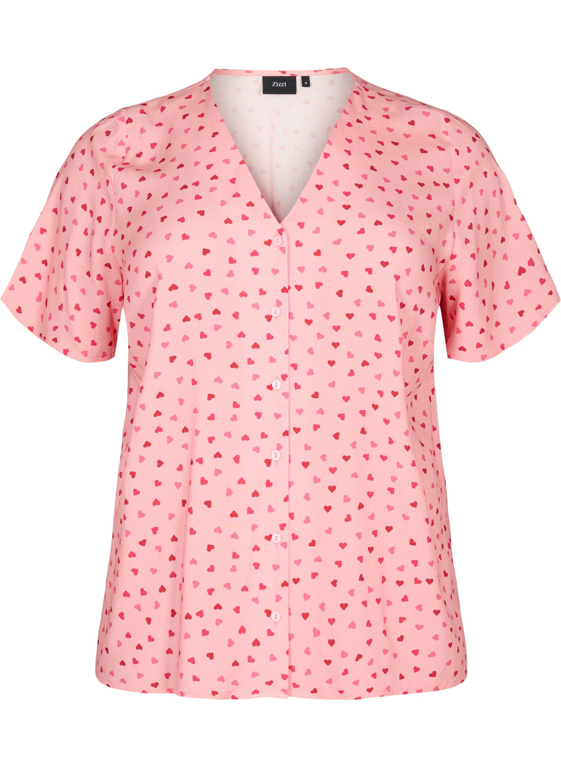 ZizziBedrukte pyjamatop van viscose, Roze, Packshot image number 0