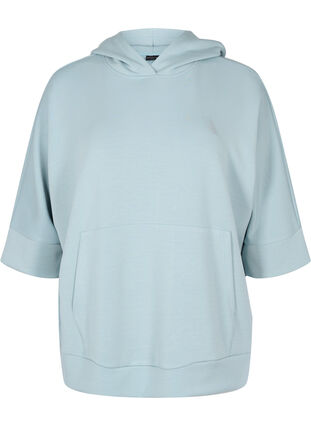 Sweat-shirt à capuche et manches 3/4, Slate, Packshot image number 0