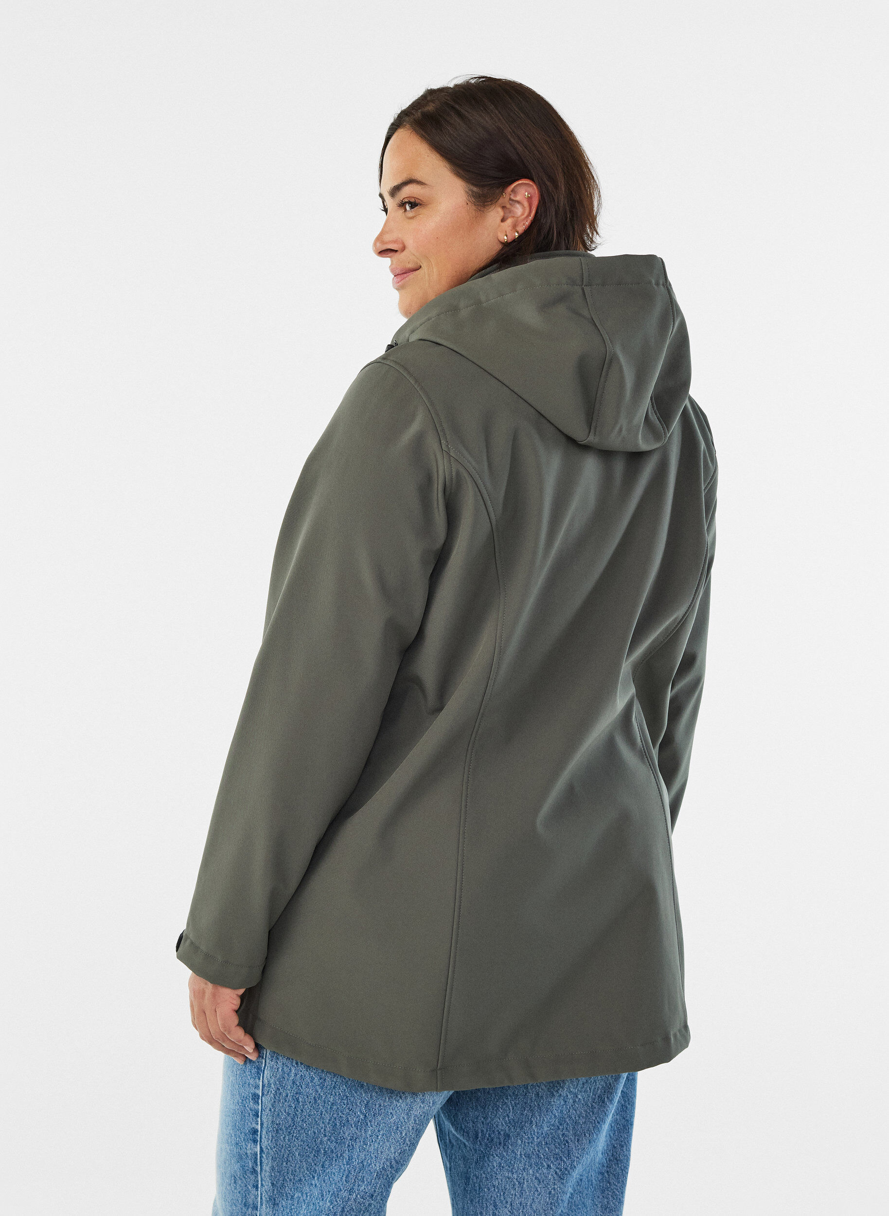 ZizziKorte softshell jas met afneembare capuchon, Grijs, Model image number 2