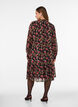 Robe &agrave; imprim&eacute; int&eacute;gral et volant superpos&eacute;, Noir, Model image number 1