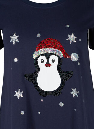 Kerst t-shirt in katoen, Night Sky Pingvin, Packshot image number 2