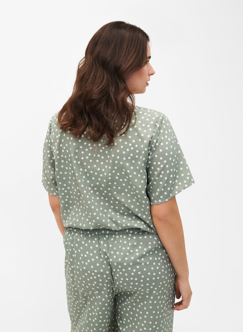 FLASH - Blouse met korte mouwen en print, Iceberg Green Dot, Model image number 1