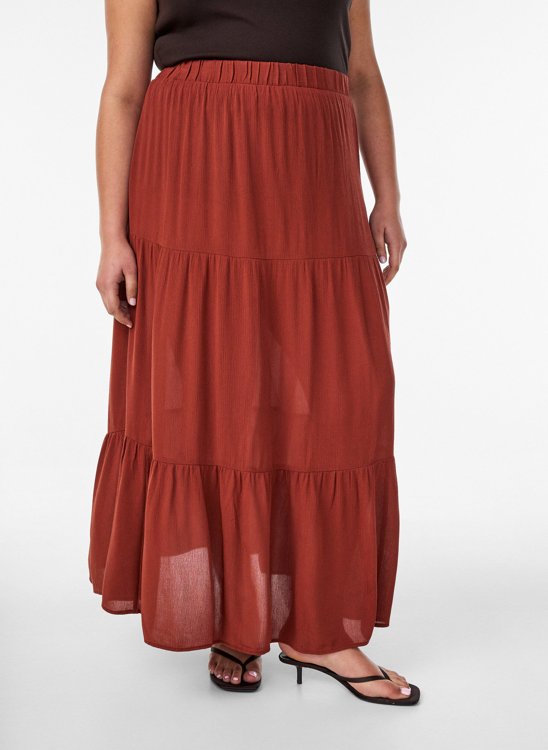 ZizziJupe longue &agrave; taille &eacute;lastiqu&eacute;e, Bordeaux, Model image number 2