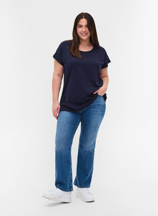 T-shirt en coton à rayures, Night Sky Solid, Model image number 2