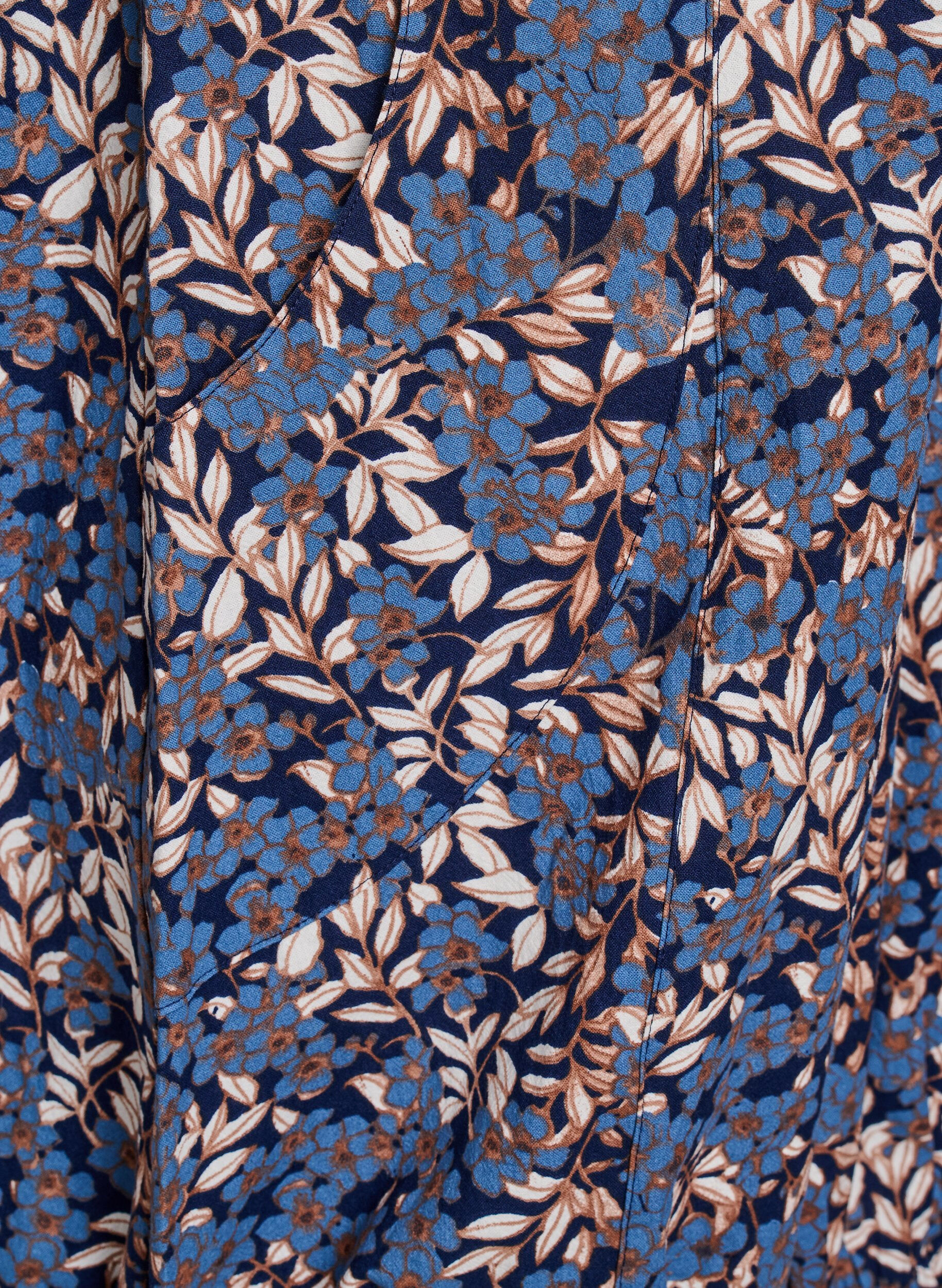 ZizziKatoenen jurk met korte mouwen en print, Blauw, Packshot image number 3