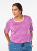 T-shirt met TENCEL&trade; Lyocell en strepen, Paars, Model image number 0
