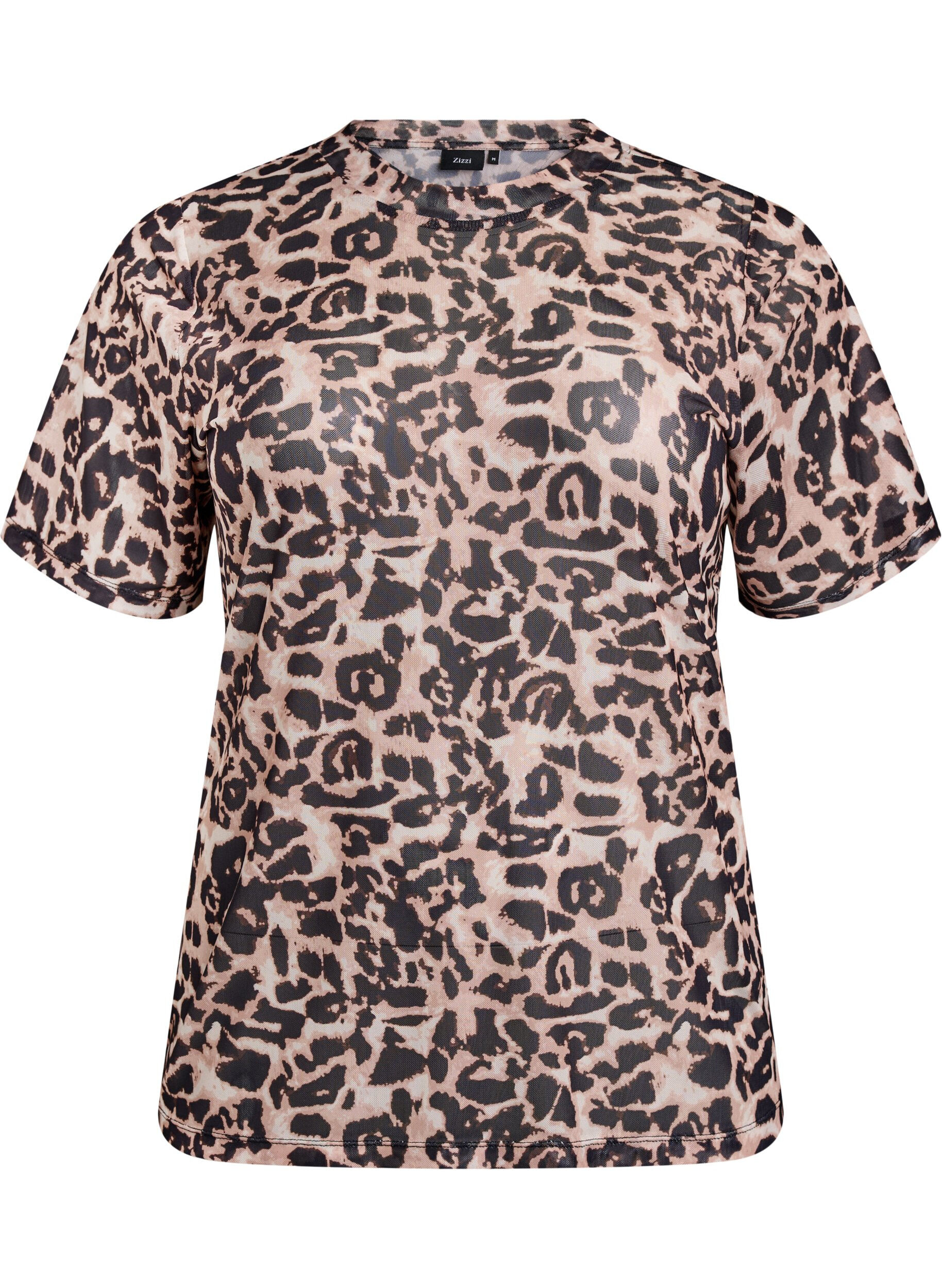 ZizziMesh blouse met korte mouwen, Bruin, Packshot image number 0