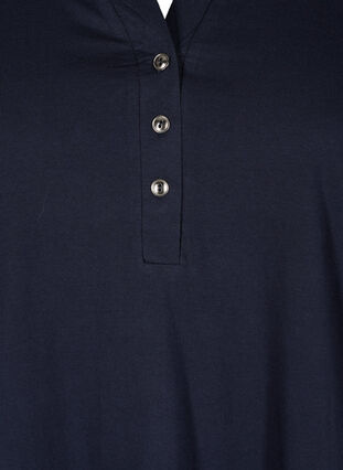 T-shirt en coton avec col en V et boutons, Night Sky, Packshot image number 2
