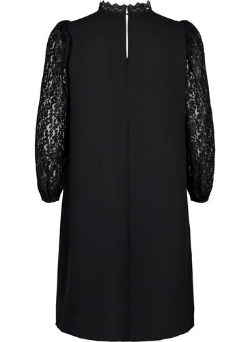 Robe à manches longues avec dentelle, Black, Packshot image number 1