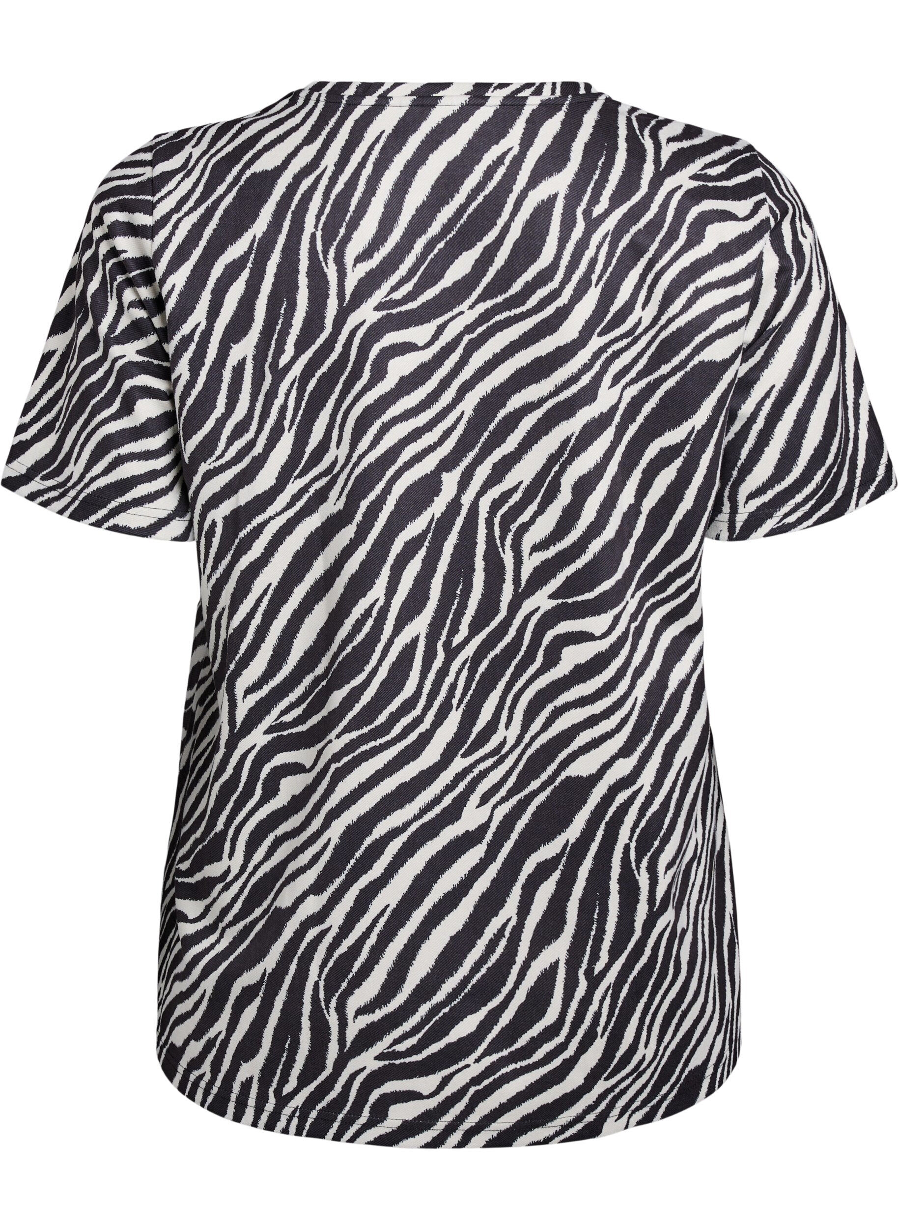 ZizziFLASH - Zebra print T-shirt, Zwart, Packshot image number 1