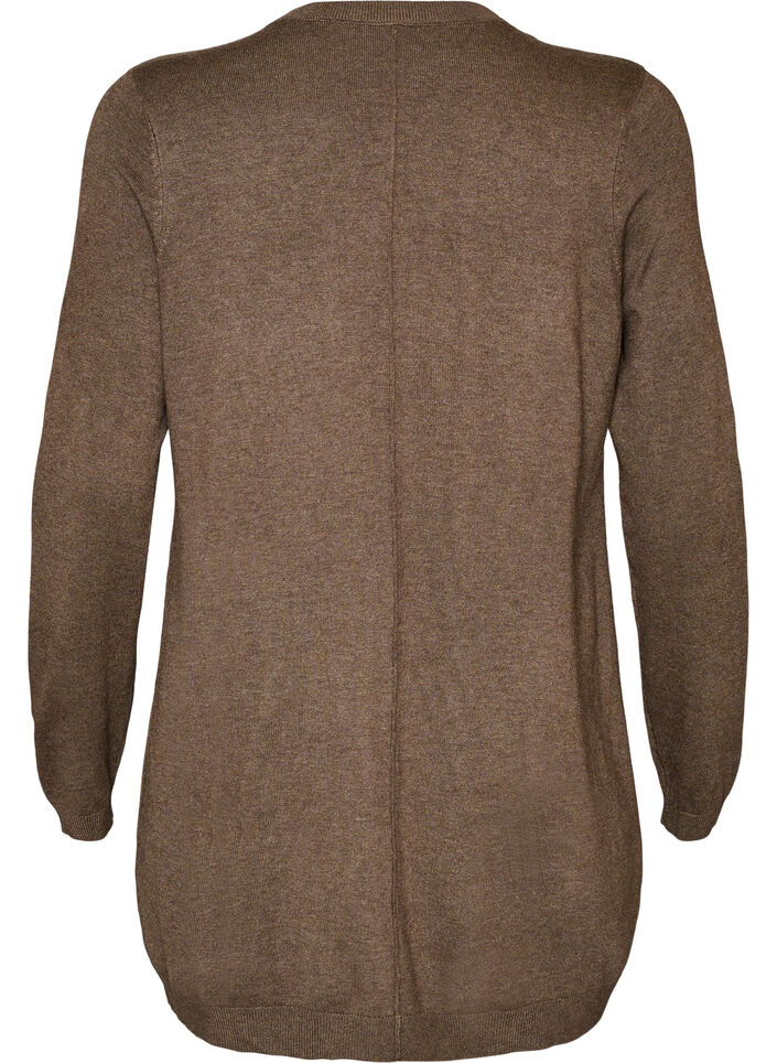 Lang gebreid vest in viscosemix, Bruin, Packshot image number 1