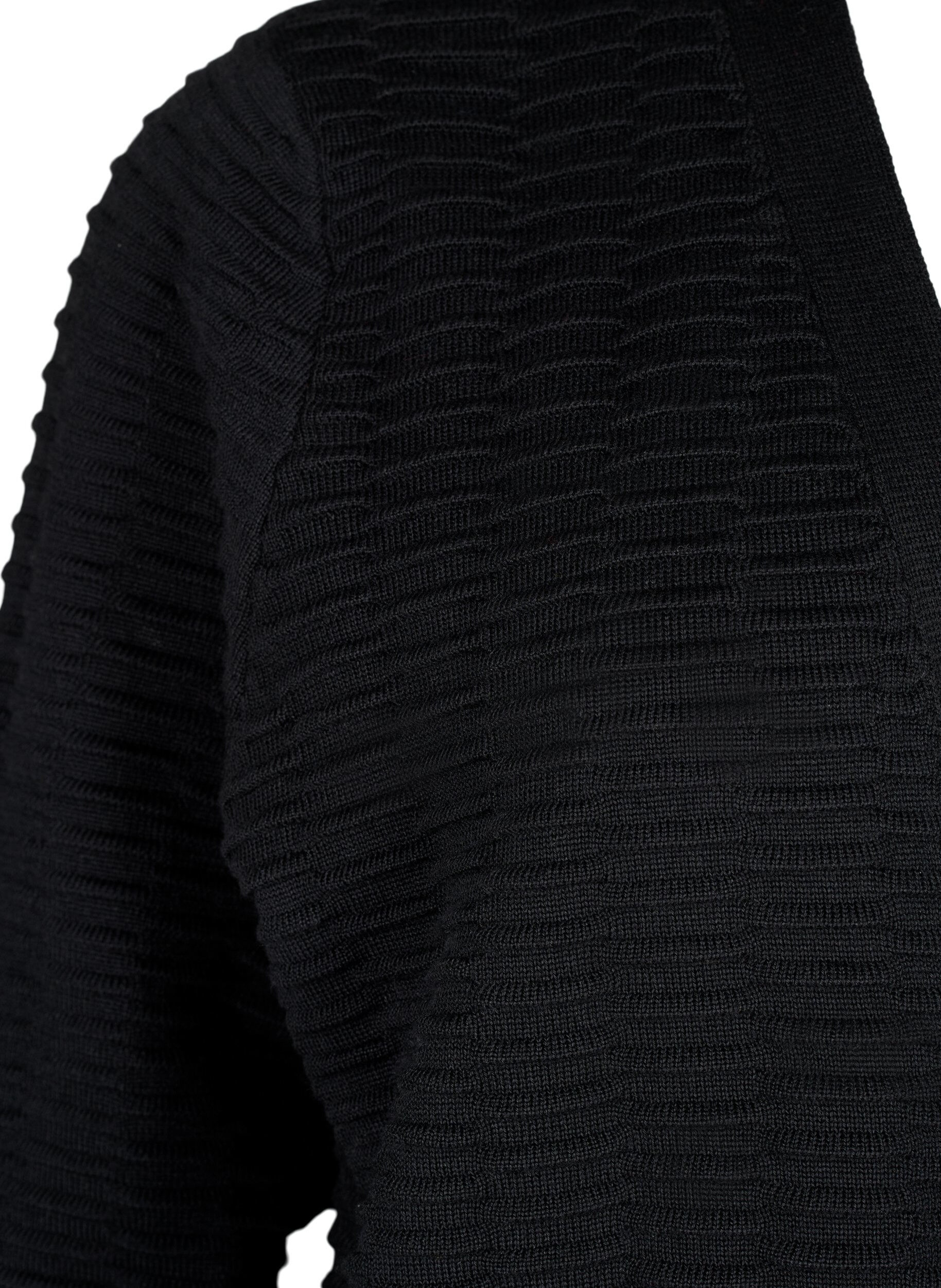 ZizziGebreid vest in katoen-viscose mix, Black, Packshot image number 2