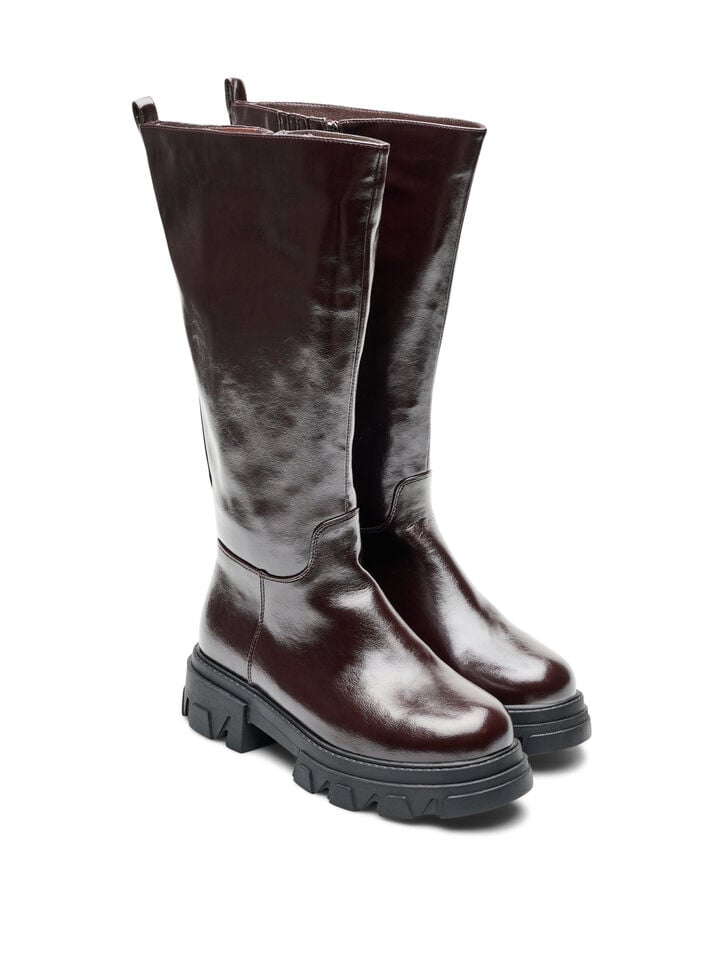 Bottes hautes avec un effet l&eacute;g&egrave;rement textur&eacute;, Marron, Packshot image number 1