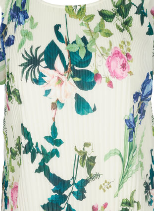 Plissé jurk met bloemenprint, Bright White AOP, Packshot image number 2