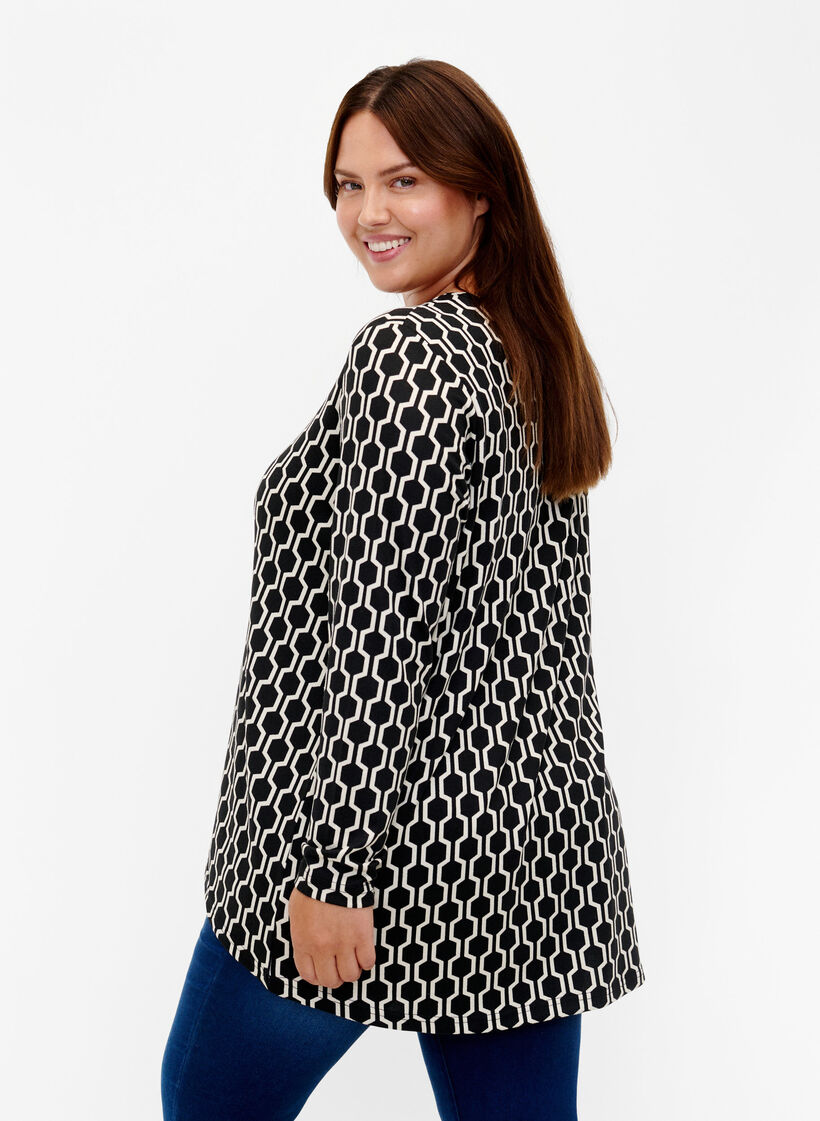 Gedessineerde blouse met lange mouwen, Birch W. Graphic, Model image number 1