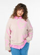 Blouse en maille avec grands cœurs et encolure ronde, Beige, Model image number 0